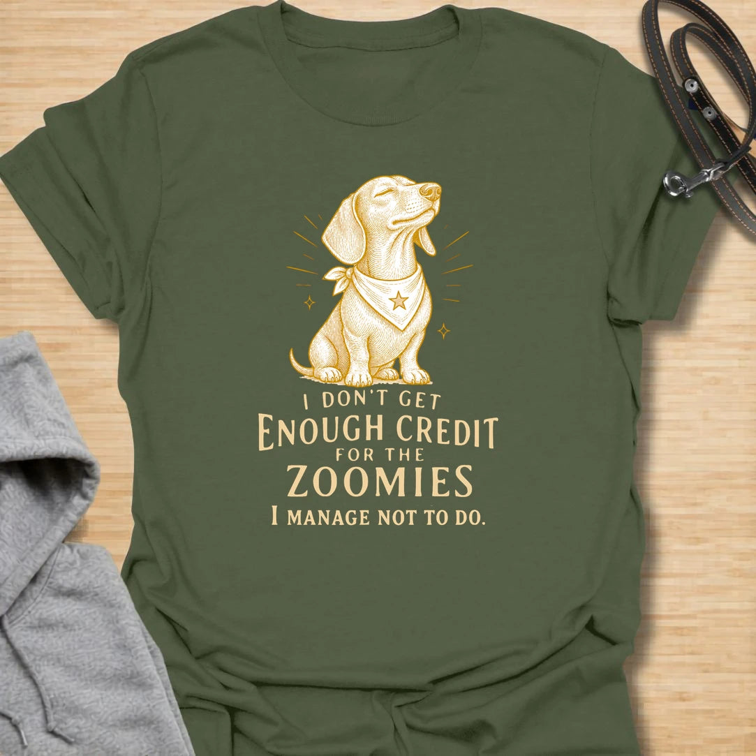 This I Don’t Get Enough Credit For The Zoomies t-shirt is made for dachshund lovers who know their little long dog is working very hard to stay calm. Featuring a proud dachshund in a bandana with vintage-style lettering and the funny phrase I Manage Not To Do, this design has a relatable dog-parent feel for anyone living with tiny legs and big energy. Perfect for dachshund moms, dachshund dads, wiener dog fans, rescue dog lovers, and anyone whose doxie deserves praise for every zoomie they resist.