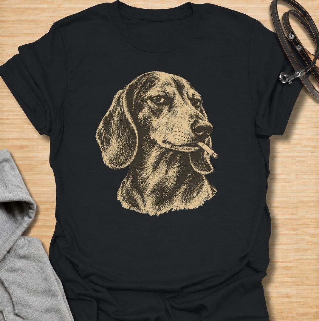 A funny dachshund T-shirt for anyone who loves the breed’s stubborn, mischievous side. Featuring a vintage-style dachshund portrait with a deadpan “bad influence” attitude, this design has a slightly rebellious feel without being overdone. Perfect for dachshund moms, dachshund dads, sausage dog owners, and anyone who knows their doxie is usually up to something. A bold everyday tee for fans of dachshund humor, vintage dog art, and breed-specific gifts.