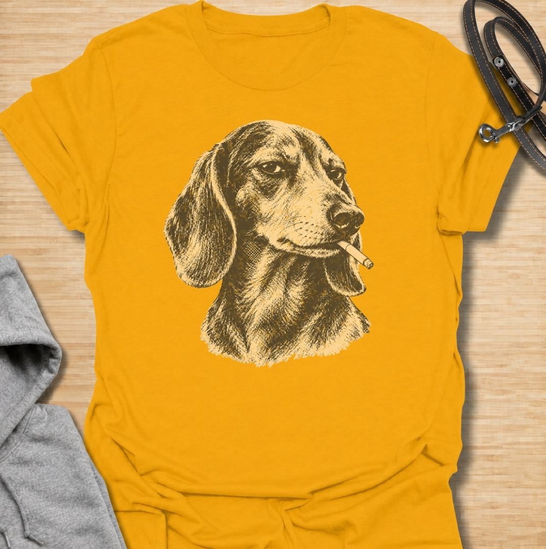 A funny dachshund T-shirt for anyone who loves the breed’s stubborn, mischievous side. Featuring a vintage-style dachshund portrait with a deadpan “bad influence” attitude, this design has a slightly rebellious feel without being overdone. Perfect for dachshund moms, dachshund dads, sausage dog owners, and anyone who knows their doxie is usually up to something. A bold everyday tee for fans of dachshund humor, vintage dog art, and breed-specific gifts.