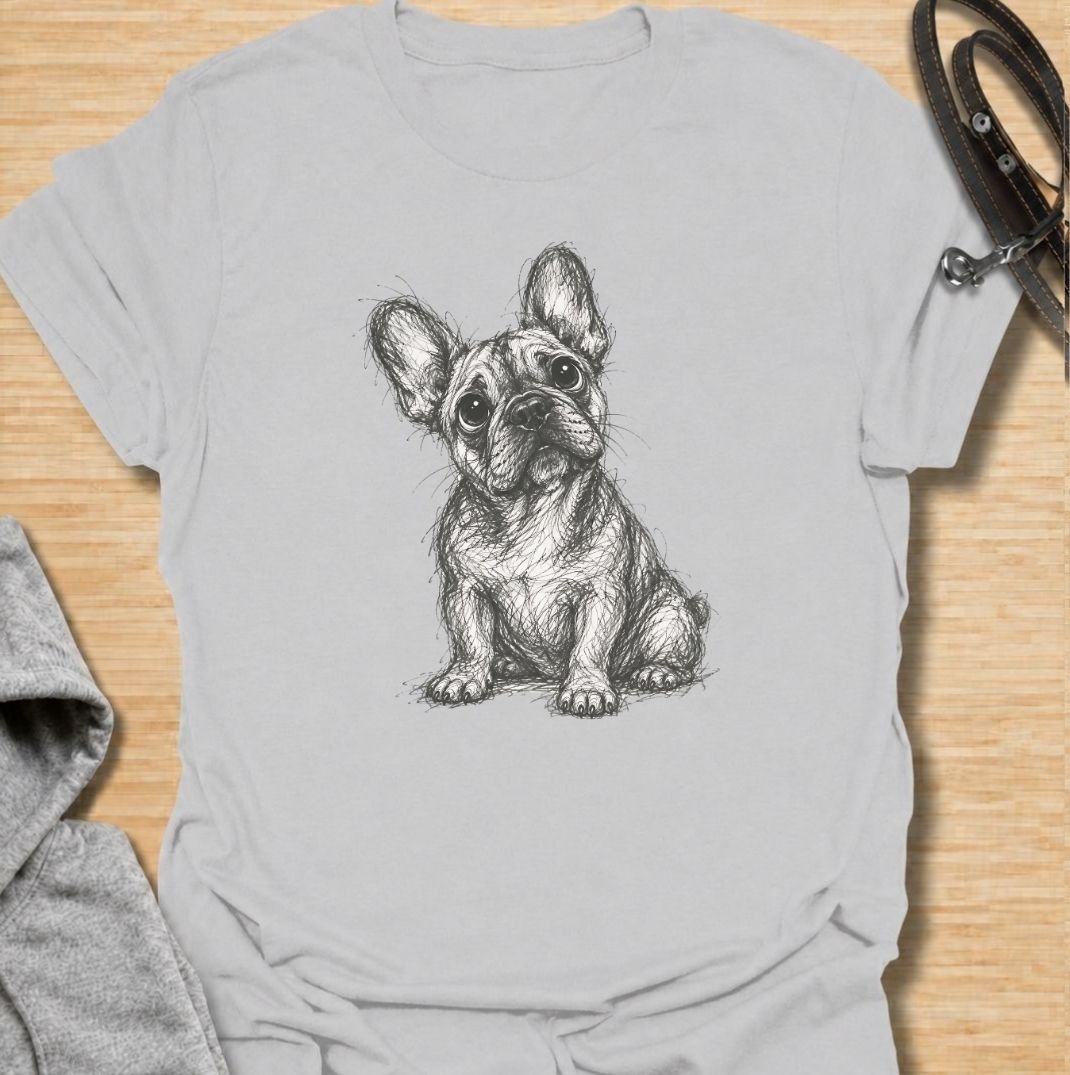 A French Bulldog T-shirt for anyone who loves the breed’s unmistakable face, oversized ears, and expressive eyes. Featuring a hand-drawn sketch-style Frenchie portrait, this design keeps things simple and lets the dog’s personality do all the work. Perfect for Frenchie moms, Frenchie dads, bulldog lovers, and anyone who prefers artwork over slogan-heavy designs. A versatile everyday tee for fans of French Bulldog art, breed-specific shirts, and thoughtful dog lover gifts.