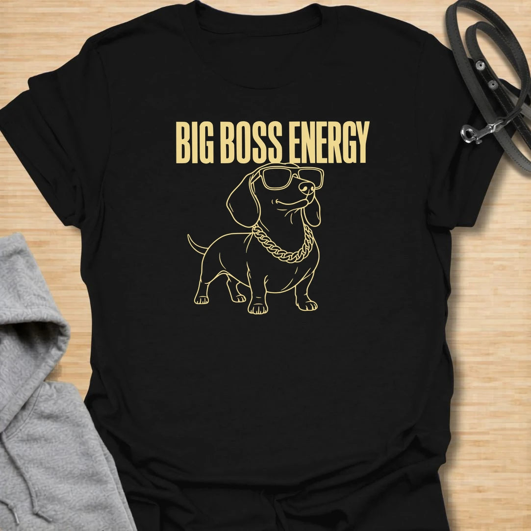 This Big Boss Energy t-shirt is made for dachshund lovers who know their little long dog may be small, but definitely runs the house. Featuring a cool dachshund line-art design with sunglasses, chain detail, and bold simple text, this funny dog tee is great for dachshund moms, dachshund dads, wiener dog fans, rescue dog lovers, and anyone whose doxie has serious boss-level confidence.