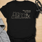 Funny dog lover t-shirt featuring a group of dogs and the phrase “Wait, did you say treats?” Perfect for dog moms, dog dads, rescue dog lovers, and pet parents who know dogs never miss the snack conversation.