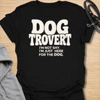 This Dogtrovert t-shirt is made for dog lovers who are not shy, they are simply more interested in the dog. Featuring bold retro typography and the phrase I’m not shy, I’m just here for the dog, this design has a funny, relatable feel for introverted dog people. Perfect for dog moms, dog dads, rescue dog owners, pet parents, introverts, and anyone who would rather make friends with the dog first. Black