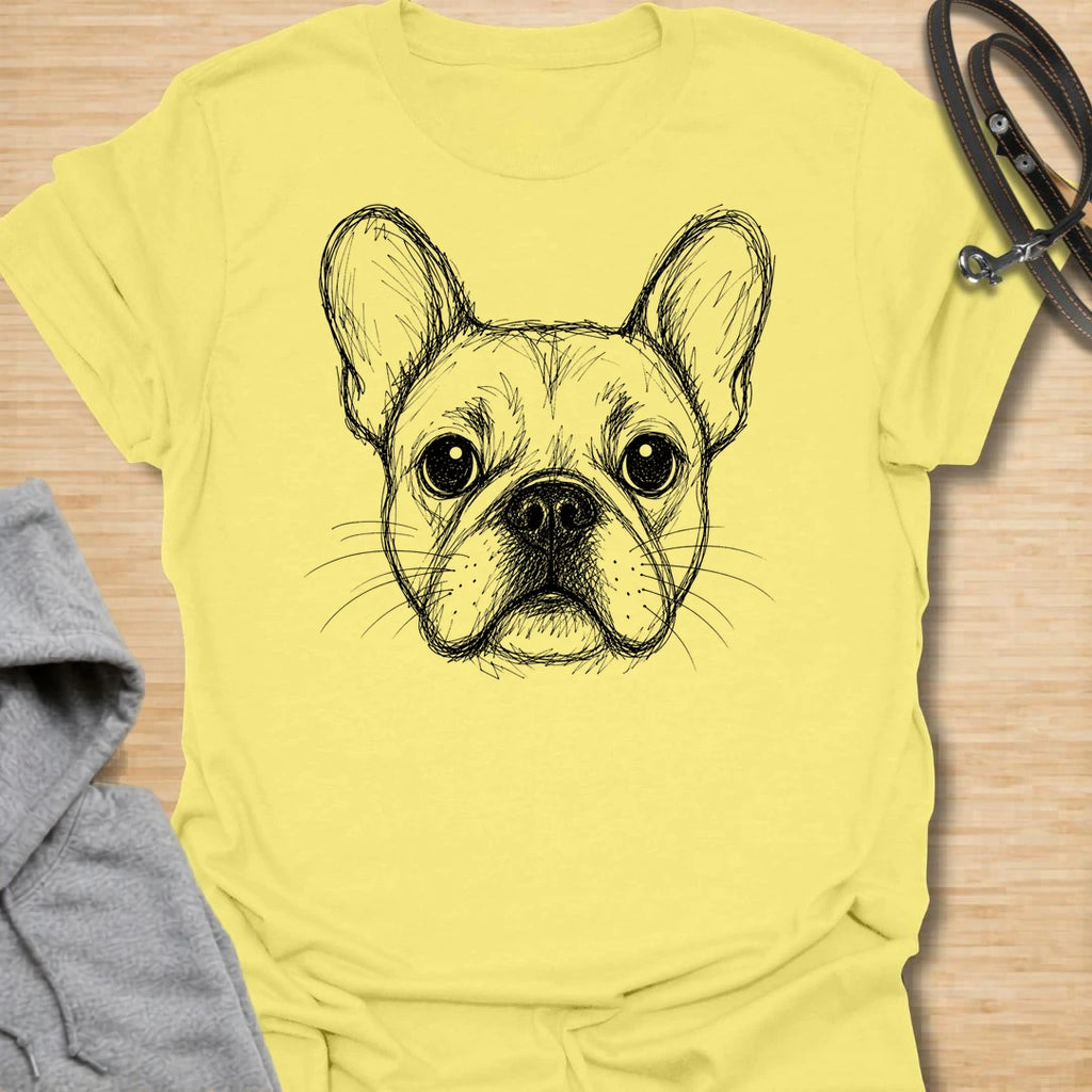 This French Bulldog Sketch t-shirt is made for Frenchie lovers who want a simple, artistic design focused on those unmistakable bat ears and expressive little face. Featuring a hand-drawn style French Bulldog portrait with fine sketch linework, this design has a clean, minimal dog-lover look that works for everyday wear. Perfect for Frenchie moms, Frenchie dads, French Bulldog owners, rescue dog lovers, and anyone who loves a classic breed-specific Frenchie graphic.