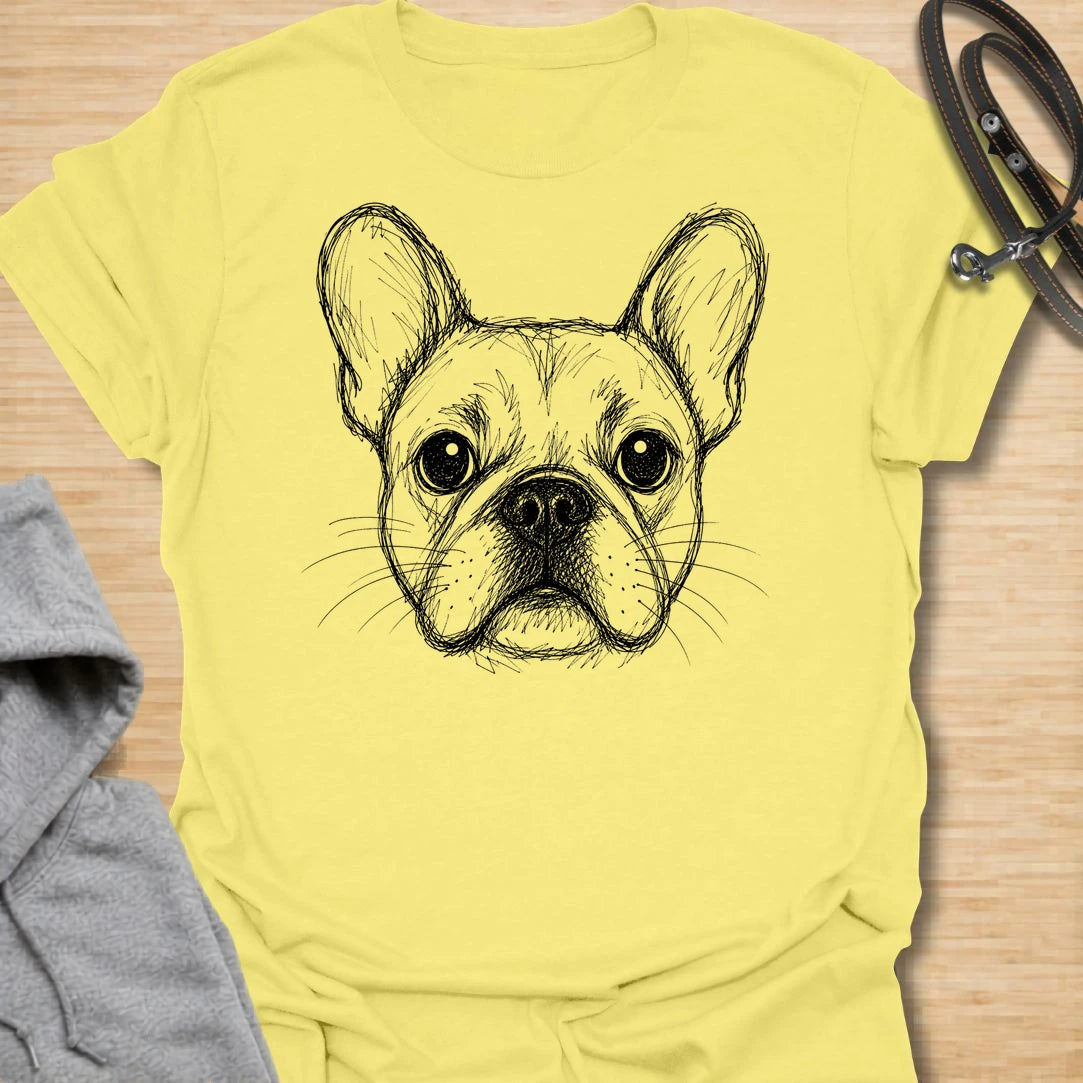 This French Bulldog Sketch t-shirt is made for Frenchie lovers who want a simple, artistic design focused on those unmistakable bat ears and expressive little face. Featuring a hand-drawn style French Bulldog portrait with fine sketch linework, this design has a clean, minimal dog-lover look that works for everyday wear. Perfect for Frenchie moms, Frenchie dads, French Bulldog owners, rescue dog lovers, and anyone who loves a classic breed-specific Frenchie graphic.