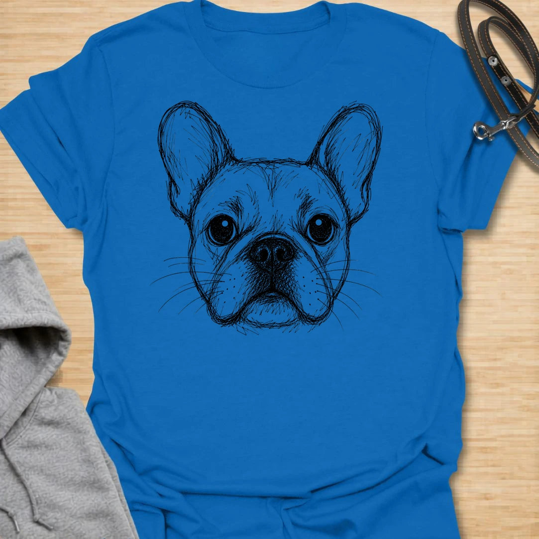 This French Bulldog Sketch t-shirt is made for Frenchie lovers who want a simple, artistic design focused on those unmistakable bat ears and expressive little face. Featuring a hand-drawn style French Bulldog portrait with fine sketch linework, this design has a clean, minimal dog-lover look that works for everyday wear. Perfect for Frenchie moms, Frenchie dads, French Bulldog owners, rescue dog lovers, and anyone who loves a classic breed-specific Frenchie graphic.