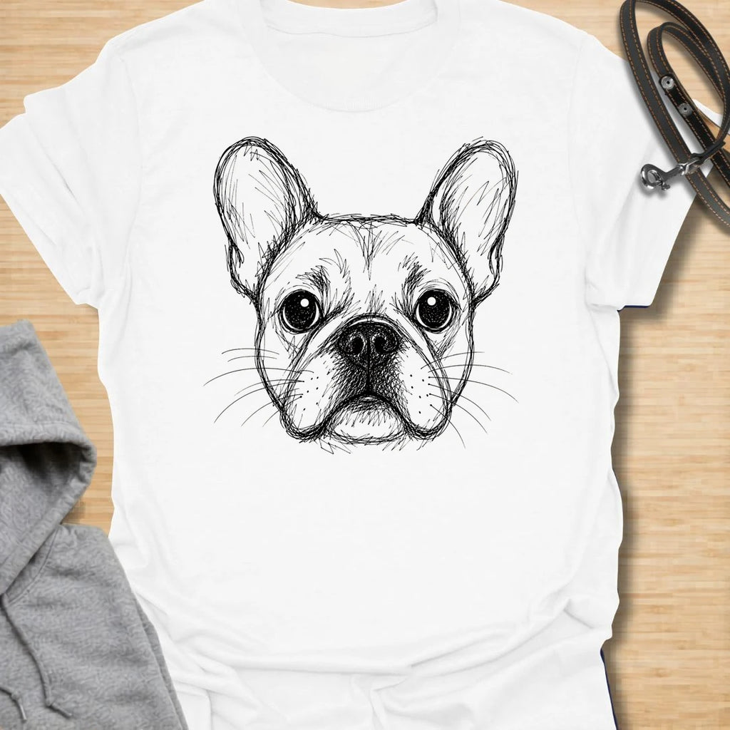 This French Bulldog Sketch t-shirt is made for Frenchie lovers who want a simple, artistic design focused on those unmistakable bat ears and expressive little face. Featuring a hand-drawn style French Bulldog portrait with fine sketch linework, this design has a clean, minimal dog-lover look that works for everyday wear. Perfect for Frenchie moms, Frenchie dads, French Bulldog owners, rescue dog lovers, and anyone who loves a classic breed-specific Frenchie graphic.