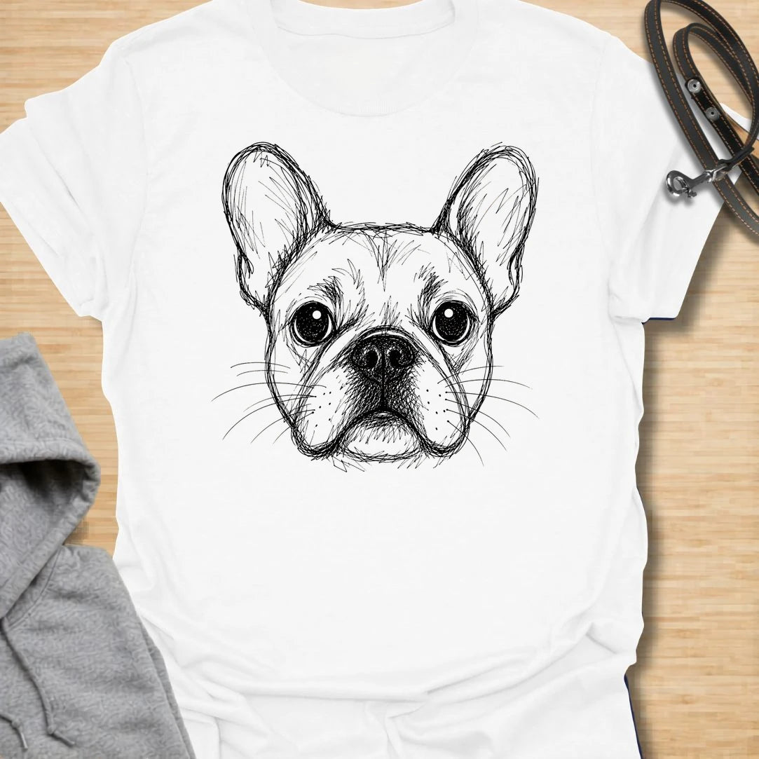 This French Bulldog Sketch t-shirt is made for Frenchie lovers who want a simple, artistic design focused on those unmistakable bat ears and expressive little face. Featuring a hand-drawn style French Bulldog portrait with fine sketch linework, this design has a clean, minimal dog-lover look that works for everyday wear. Perfect for Frenchie moms, Frenchie dads, French Bulldog owners, rescue dog lovers, and anyone who loves a classic breed-specific Frenchie graphic.