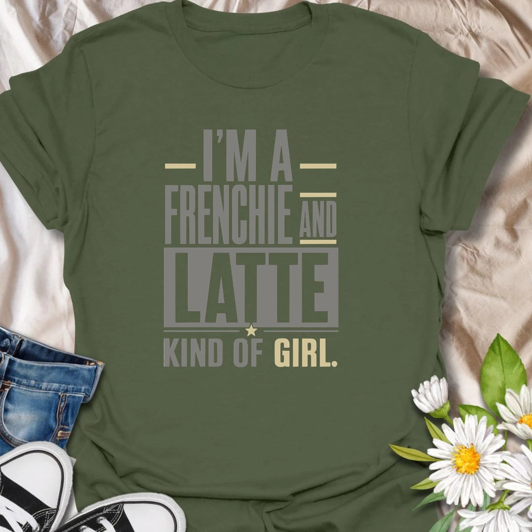 For the girl who loves Frenchies almost as much as her favorite latte, this T-shirt says it perfectly. The bold modern typography makes it an easy everyday choice for coffee runs, casual weekends, and time with your bulldog. A sweet gift for Frenchie moms and latte-loving dog owners.