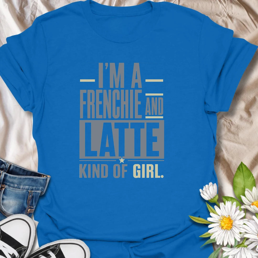 For the girl who loves Frenchies almost as much as her favorite latte, this T-shirt says it perfectly. The bold modern typography makes it an easy everyday choice for coffee runs, casual weekends, and time with your bulldog. A sweet gift for Frenchie moms and latte-loving dog owners.