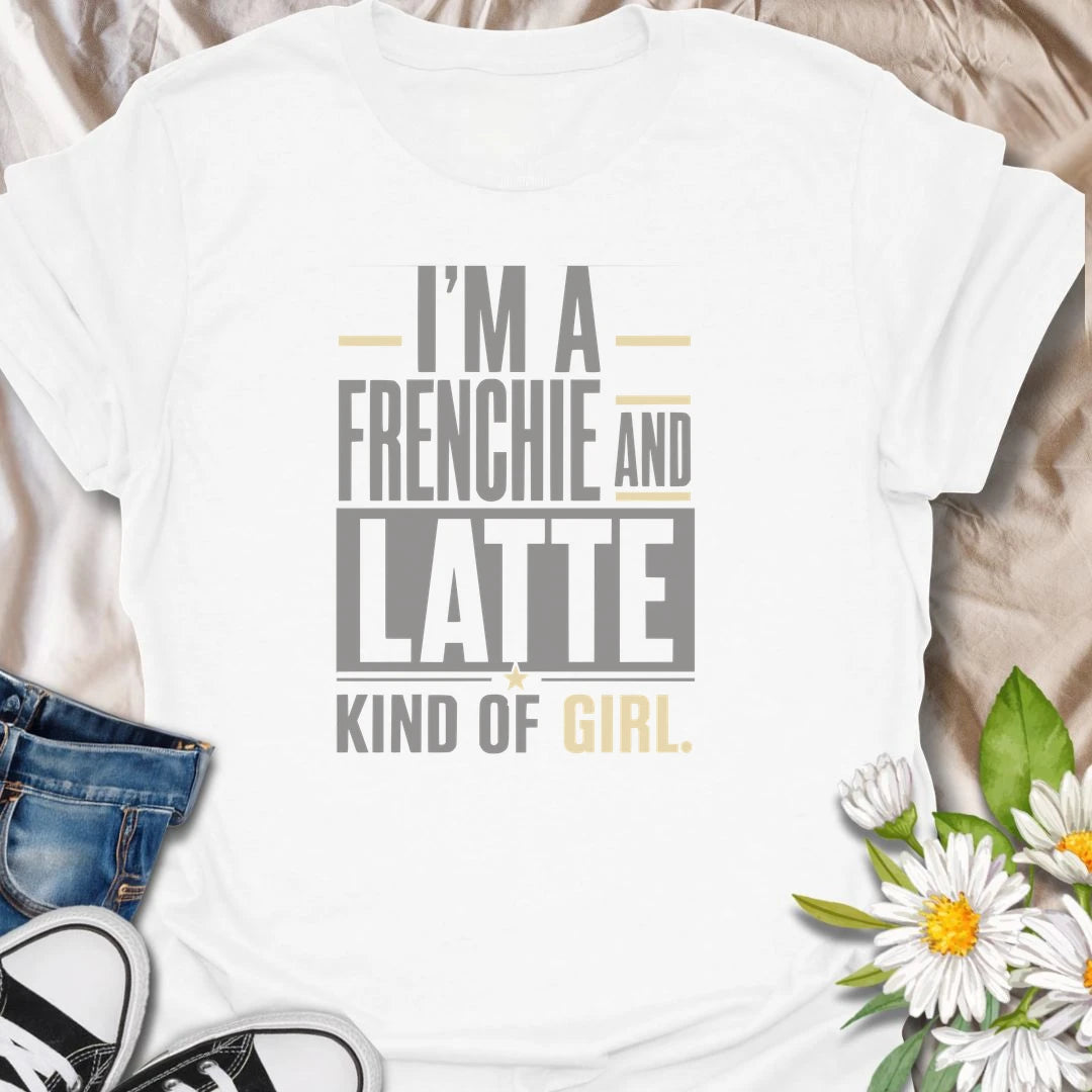 For the girl who loves Frenchies almost as much as her favorite latte, this T-shirt says it perfectly. The bold modern typography makes it an easy everyday choice for coffee runs, casual weekends, and time with your bulldog. A sweet gift for Frenchie moms and latte-loving dog owners.
