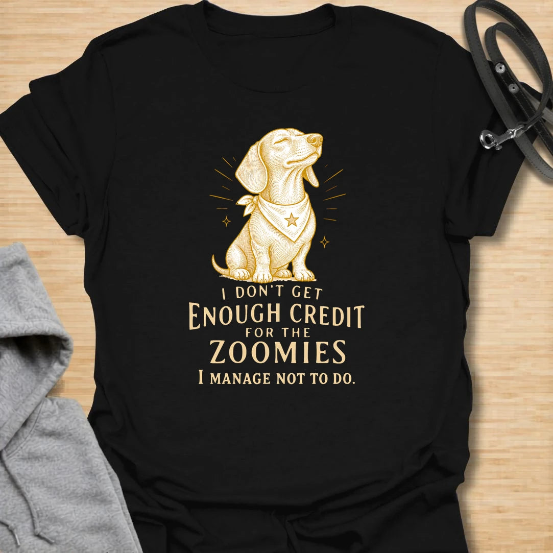 This I Don’t Get Enough Credit For The Zoomies t-shirt is made for dachshund lovers who know their little long dog is working very hard to stay calm. Featuring a proud dachshund in a bandana with vintage-style lettering and the funny phrase I Manage Not To Do, this design has a relatable dog-parent feel for anyone living with tiny legs and big energy. Perfect for dachshund moms, dachshund dads, wiener dog fans, rescue dog lovers, and anyone whose doxie deserves praise for every zoomie they resist.