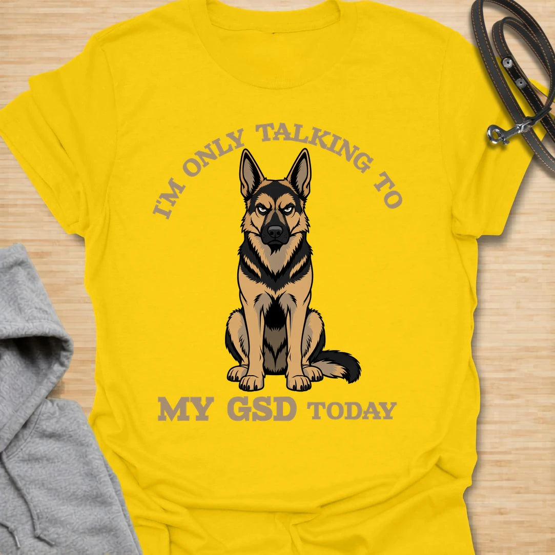 This I’m Only Talking To My GSD Today t-shirt is made for German Shepherd lovers who know their dog is the only conversation worth having. Featuring a bold German Shepherd illustration with arched varsity-style lettering, this design has a funny, loyal, and slightly antisocial dog-parent feel. Perfect for GSD moms, GSD dads, German Shepherd owners, rescue dog lovers, and anyone whose favorite person is actually their dog. Daisy