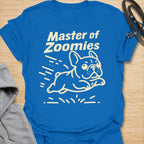This Master Of Zoomies t-shirt is made for French Bulldog lovers who know their little dog can go from sleepy potato to full-speed chaos in seconds. Featuring a simple line-art Frenchie racing across the design with playful motion marks and bold text, this tee has a funny, energetic breed-specific feel. Perfect for Frenchie moms, Frenchie dads, French Bulldog owners, rescue dog lovers, and anyone whose small dog has sudden bursts of unstoppable zoomie energy.