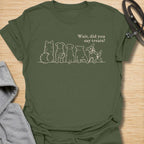 Funny dog lover t-shirt featuring a group of dogs and the phrase “Wait, did you say treats?” Perfect for dog moms, dog dads, rescue dog lovers, and pet parents who know dogs never miss the snack conversation.