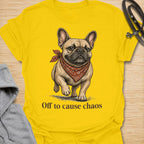 This Off to Cause Chaos French Bulldog t-shirt is perfect for dog lovers who know Frenchies are small, stubborn, adorable, and always up to something. Featuring a confident vintage-style French Bulldog illustration with a red bandana and the playful phrase “Off to cause chaos,” this design captures the mischievous, funny personality the breed is known for. A great gift for French Bulldog moms, Frenchie dads, dog owners, pet lovers, and anyone obsessed with their little chaos gremlin. Daisy