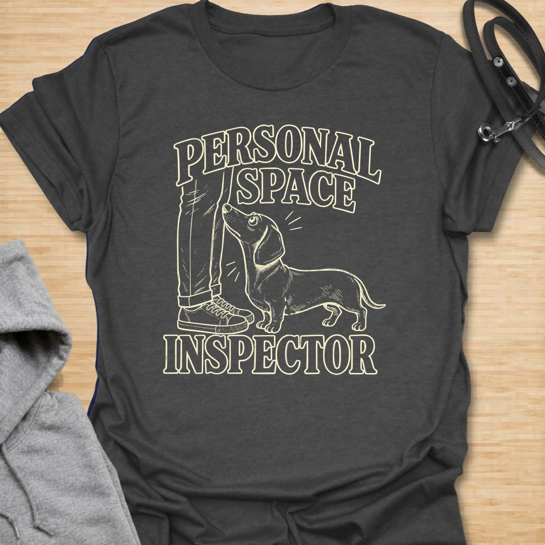 This Personal Space Inspector t-shirt is made for dachshund lovers who know their little long dog takes privacy very seriously, especially when doors are closed. Featuring a vintage-style dachshund peeking through a doorway with bold retro lettering, this funny dog design is great for dachshund moms, dachshund dads, wiener dog fans, rescue dog lovers, and anyone whose doxie must supervise every room in the house.
