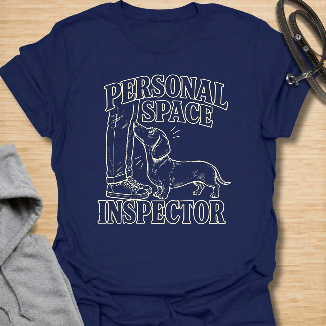 This Personal Space Inspector t-shirt is made for dachshund lovers who know their little long dog takes privacy very seriously, especially when doors are closed. Featuring a vintage-style dachshund peeking through a doorway with bold retro lettering, this funny dog design is great for dachshund moms, dachshund dads, wiener dog fans, rescue dog lovers, and anyone whose doxie must supervise every room in the house.