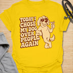 This Today I Chose My Dog Over People Again t-shirt is made for dog lovers who would rather hang out with their pup than deal with unnecessary social plans. Featuring a cool cartoon dog in sunglasses holding a drink, with bold retro lettering and a playful vintage vibe, this design is funny, snarky, and full of dog-parent attitude. Perfect for dog moms, dog dads, rescue dog owners, introverts, pet parents, and anyone who proudly chooses dogs over people. Daisy