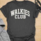 This Walkies Club t-shirt is made for dog owners who know the daily walk is less of a choice and more of a lifestyle. The clean varsity-style text design has a simple sporty look that works perfectly for dog moms, dog dads, rescue dog owners, and anyone whose day revolves around walk time. A great gift for dog walkers, pet parents, puppy owners, and anyone proudly signed up to the walkies club. Charcoal