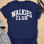 This Walkies Club t-shirt is made for dog owners who know the daily walk is less of a choice and more of a lifestyle. The clean varsity-style text design has a simple sporty look that works perfectly for dog moms, dog dads, rescue dog owners, and anyone whose day revolves around walk time. A great gift for dog walkers, pet parents, puppy owners, and anyone proudly signed up to the walkies club. Navy