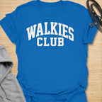 This Walkies Club t-shirt is made for dog owners who know the daily walk is less of a choice and more of a lifestyle. The clean varsity-style text design has a simple sporty look that works perfectly for dog moms, dog dads, rescue dog owners, and anyone whose day revolves around walk time. A great gift for dog walkers, pet parents, puppy owners, and anyone proudly signed up to the walkies club. Royal