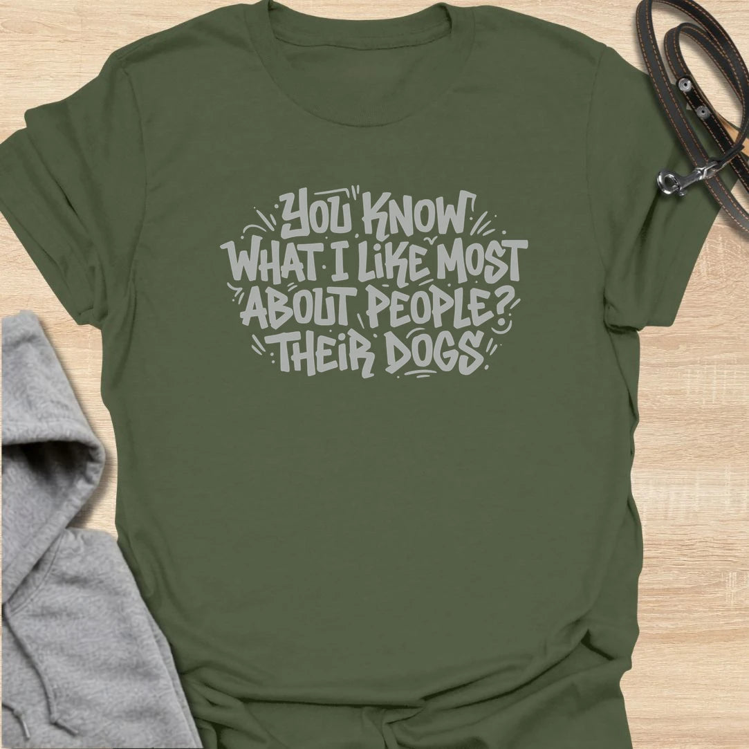 A funny dog lover T-shirt for anyone who prefers meeting the dog before getting to know the person. The bold hand-lettered design makes an easy everyday choice for dog moms, dog dads, and devoted pet owners. A playful gift for birthdays, holidays, or anyone whose social life revolves around dogs.