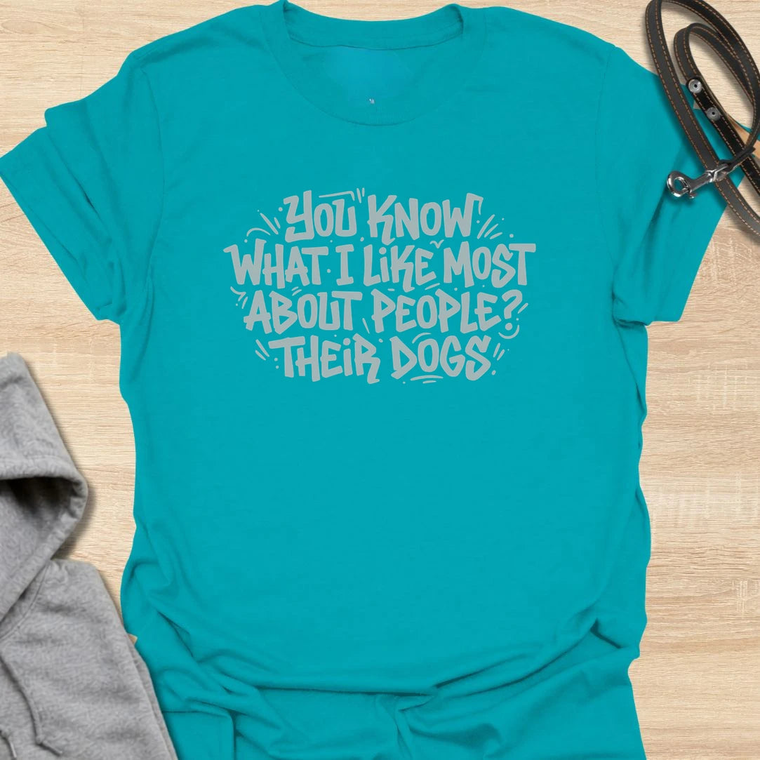 A funny dog lover T-shirt for anyone who prefers meeting the dog before getting to know the person. The bold hand-lettered design makes an easy everyday choice for dog moms, dog dads, and devoted pet owners. A playful gift for birthdays, holidays, or anyone whose social life revolves around dogs.